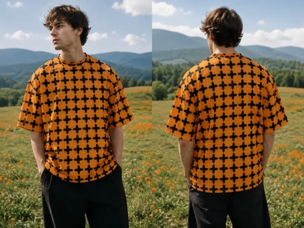 Amber Crosshatch Printed Tee