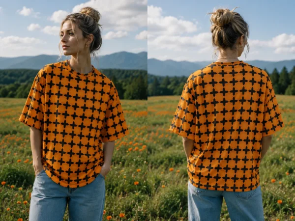 Amber Crosshatch Printed Tee