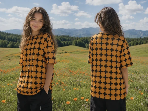 Amber Crosshatch Printed Tee