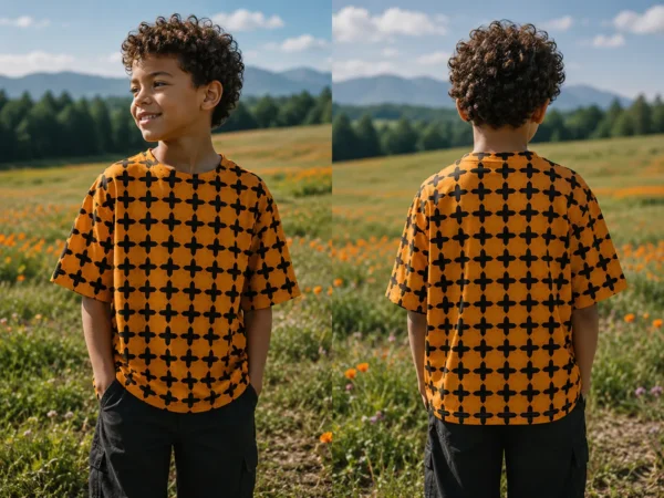 Amber Crosshatch Printed Tee