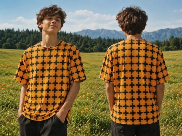 Amber Crosshatch Printed Tee