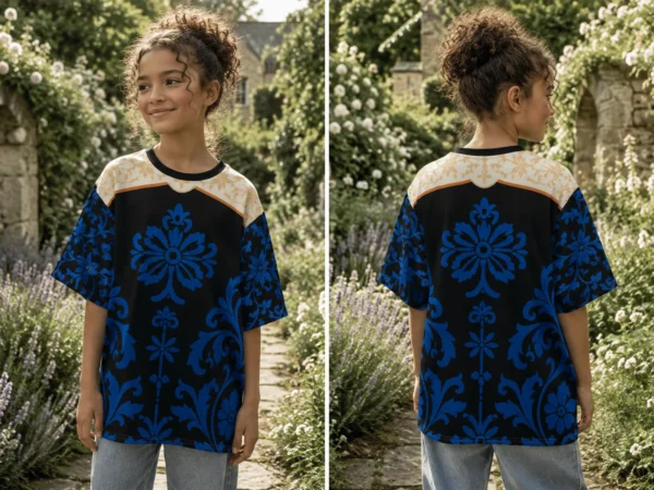 Baroque Blue Floral Print Tee