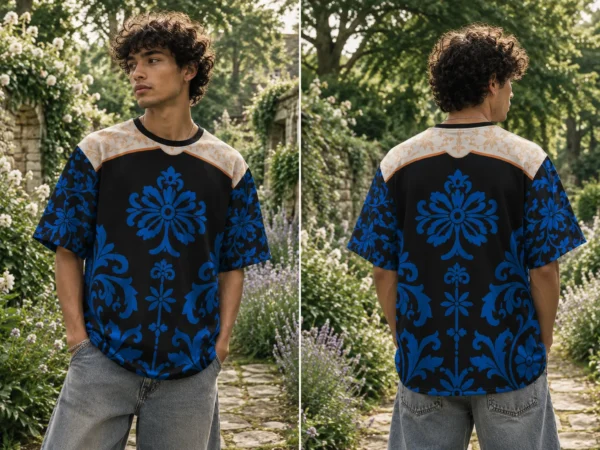 Baroque Blue Floral Print Tee