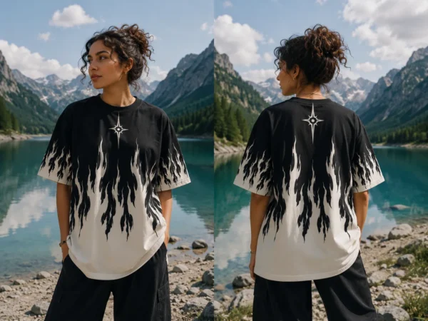 Black Flame Print Tee