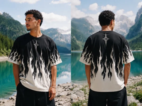 Black Flame Print Tee