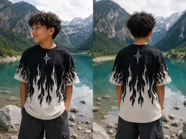Black Flame Print Tee