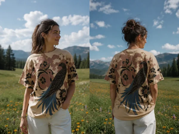Botanical Bird Back female Botanical Bird Cream Print Tee