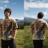 Botanical Bird Back male Botanical Bird Cream Print Tee