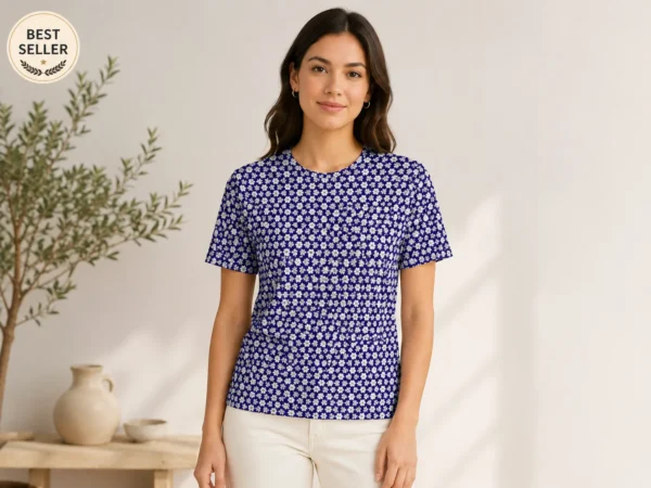Indigo Bloom Printed Tee