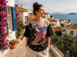 Sunset Villa Cream Print Tee