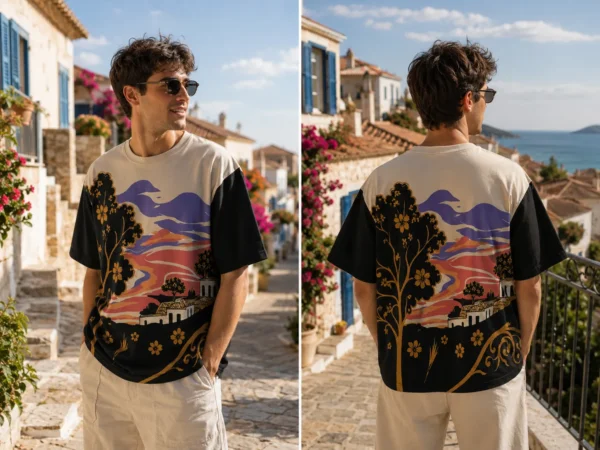 Sunset Villa Cream male Sunset Villa Cream Print Tee
