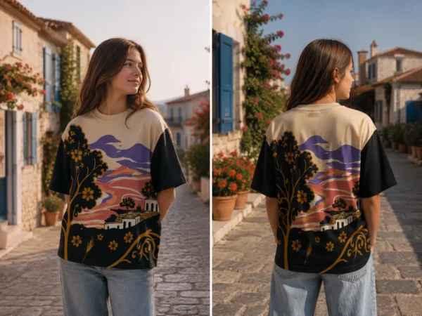 Sunset Villa Cream teen Sunset Villa Cream Print Tee
