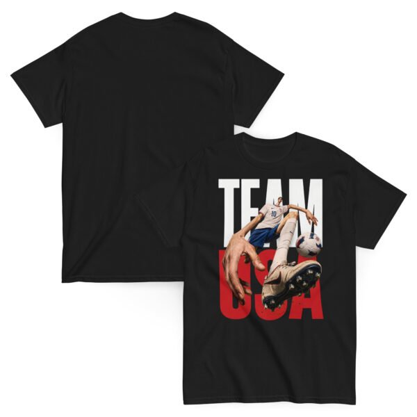 unisex-classic-tee-black-front-and-back-6a802bf55befb.jpg USA Pride Soccer Graphic Tee