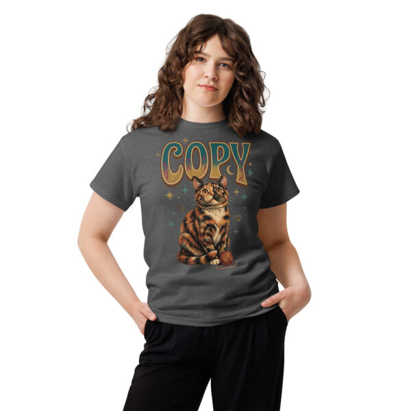unisex-classic-tee-dark-heather-front-6a802ed96bfc5.jpg Copy Cat Graphic Tee