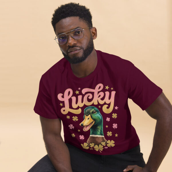 unisex-classic-tee-maroon-front-2-6a8034b51aff1.jpg Lucky Duck Graphic Tee