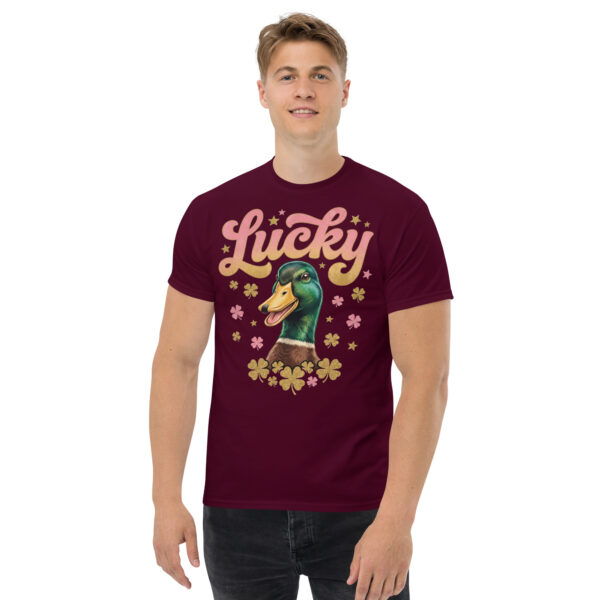 unisex-classic-tee-maroon-front-6a8034b519abe.jpg Lucky Duck Graphic Tee