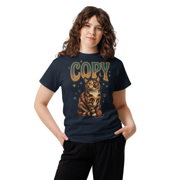 unisex-classic-tee-navy-front-6a802ed96bffe.jpg Copy Cat Graphic Tee