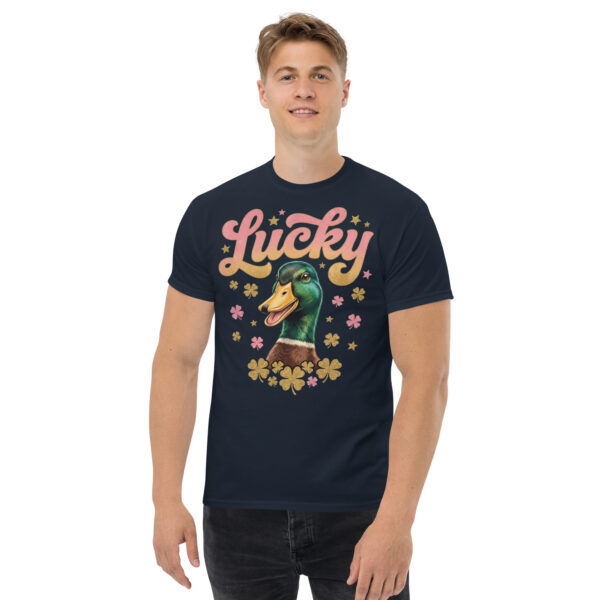 unisex-classic-tee-navy-front-6a8034b519b08.jpg Lucky Duck Graphic Tee