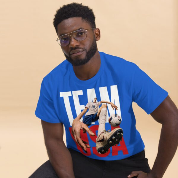 unisex-classic-tee-royal-front-2-6a802bf55b619.jpg USA Pride Soccer Graphic Tee