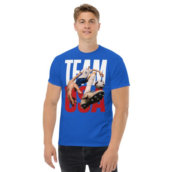unisex-classic-tee-royal-front-6a802bf55b189.jpg USA Pride Soccer Graphic Tee