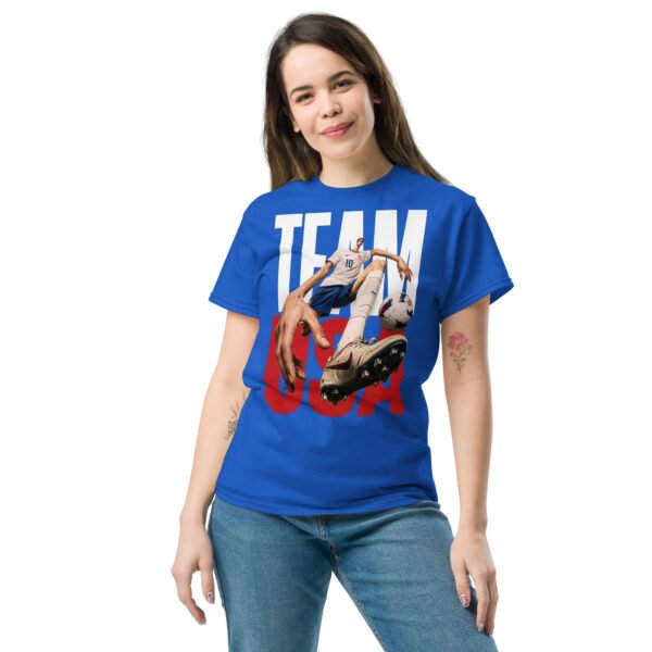 unisex-classic-tee-royal-front-6a802bf55badf.jpg USA Pride Soccer Graphic Tee