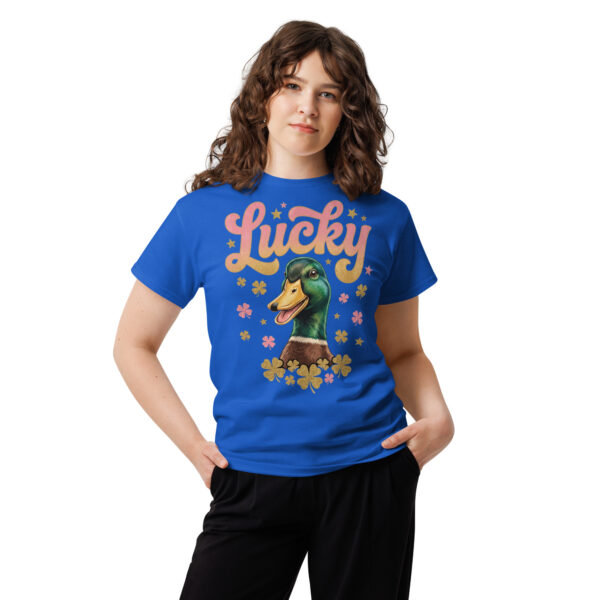 unisex-classic-tee-royal-front-6a8034b51c5a5.jpg Lucky Duck Graphic Tee