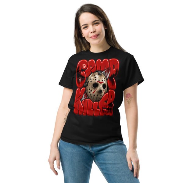 unisex-classic-tee-black-front-6aa94d075da54.jpg Camp Killer Slasher Graphic T-Shirt