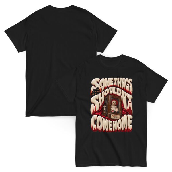 unisex-classic-tee-black-front-and-back-6aaa6a67b72ed.jpg Doll Horror Graphic Tee
