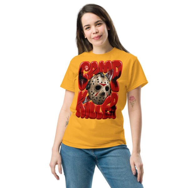 unisex-classic-tee-gold-front-6aa94d075dade.jpg Camp Killer Slasher Graphic T-Shirt