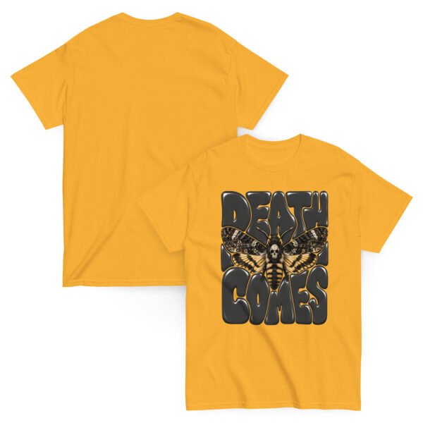 unisex-classic-tee-gold-front-and-back-6aa69767cfba4.jpg Death Comes Graphic T-Shirt