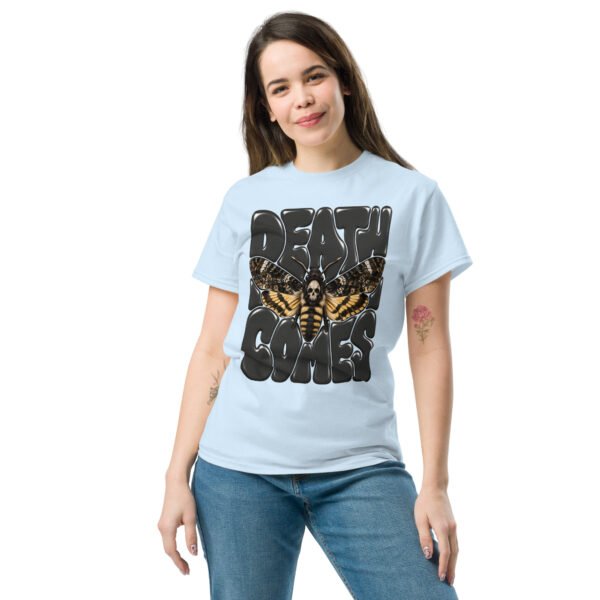 unisex-classic-tee-light-blue-front-6aa69767cf0ef.jpg Death Comes Graphic T-Shirt