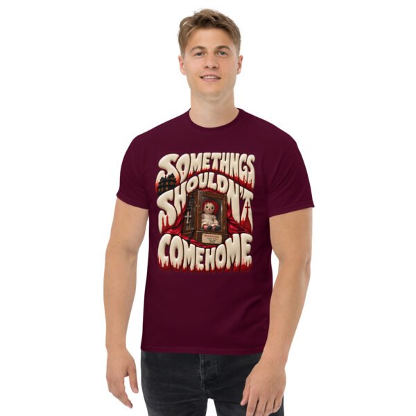 unisex-classic-tee-maroon-front-6aaa6a67b5ad5.jpg Doll Horror Graphic Tee