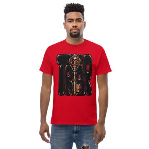 unisex-classic-tee-red-front-6aa50f346df44.jpg Trap Skeleton Key Graphic T-Shirt