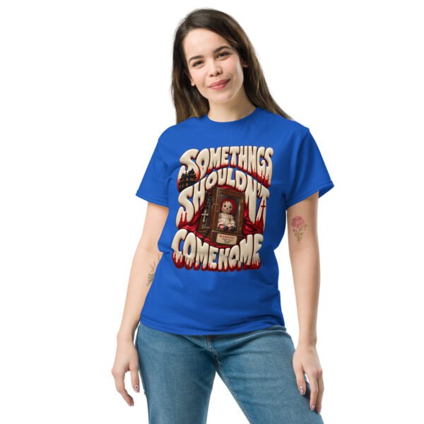 unisex-classic-tee-royal-front-6aaa6a67b67ef.jpg Doll Horror Graphic Tee